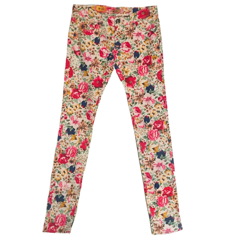 Floral Printed Denim Jean NWT